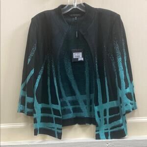 Ming Wang women’s XS NWT Black and Green Geometric Cardigan